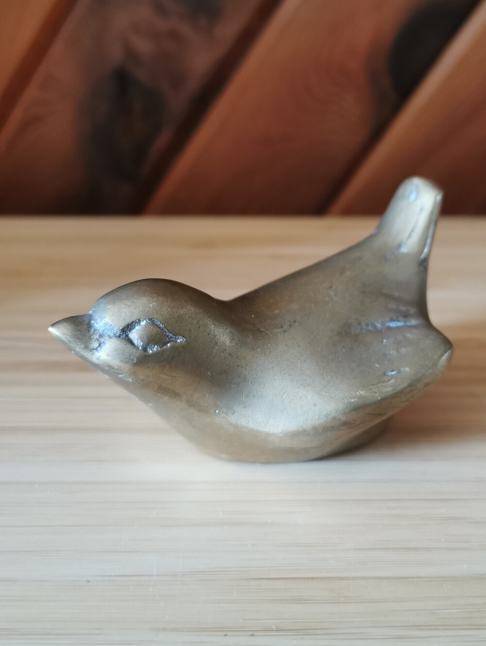 Vintage Solid Brass Bird Figurine – Stylized Folk Art Decor